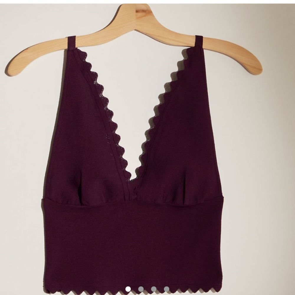 Free People Scalloped Crop Top in Plum